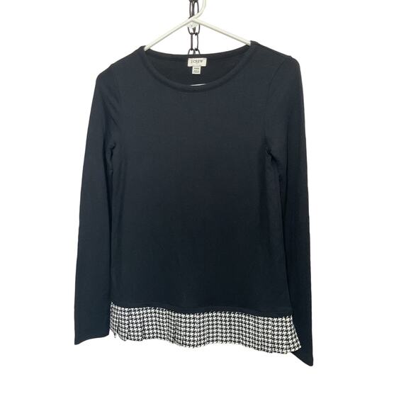 J. Crew Top XXS Black White Houndstooth Accent - Picture 1 of 9